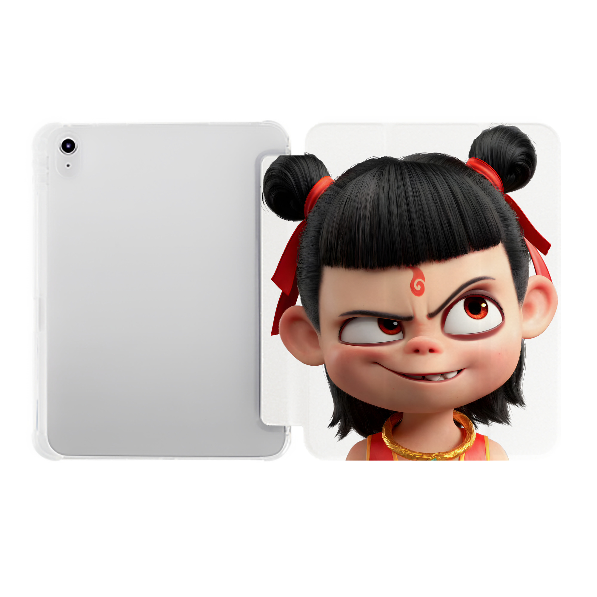 （画像用） Ne Zha 2 ナタ 魔童の大暴れ IPad ケース ペン収納付き 三つ折りスタンド PUレザー×シリコン 対応機種9.5/10.5/10.9インチ